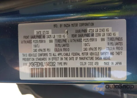 2020 Mazda Cx-5 Grand Touring from USA, damaged, VIN JM3KFBDM8L1846382